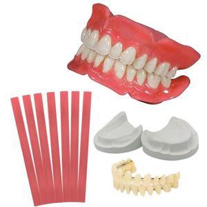 1세트 틀니 가짜 치아 교정기 왁스 스트립 DIY 키트 재사용 가능한 전체/부분 상하 임시 간편