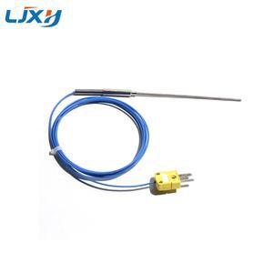 LJXH K 타입 아머드 열전대 온도 센서 굽힘  프로브 100mm-300mm 블루 PTFE 와이어 1M/1.5M/2M/3M 전기 기