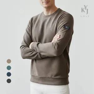 [김영주골프] 남성 기모라운드티셔츠 겨울티셔츠 스판 데일리 출근 편한티 소프트기모 KRMT5238