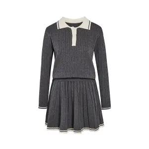 [JJ지고트](신세계 사우스시티)[SET]배색 카라 니트+플리츠 스커트 셋업 GS2N1OP211