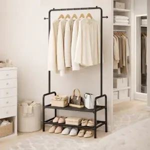 2단 수납선반 행거 튼튼한 철제 행거 옷걸이