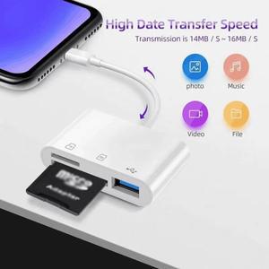 호환 3in1 타입 C  라이트닝 SD/TF 카드 리더 OTG 어댑터 아이폰 17 16 15 14 13 프로 맥스 아이패드 맥북