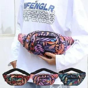 여성캐주얼크로스백 패턴 보조가방 크로스백 휴양지 여행 나뭇잎 힙색