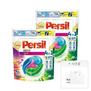 퍼실 디스크 4in1 딥클린 캡슐세제 컬러 38개입, 2개 + 증정(세탁망 2종(M,L), 1개)