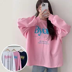 바이 맨투맨 긴팔 BOX 여성 오버핏 티셔츠 (3컬러) 박시핏 빅사이즈