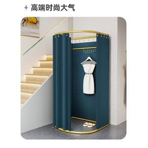 간이 탈의실 접이식 검정 피팅룸 선반 옷가게 원형 커튼 코너