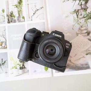 호환 캐논 EOS R5II R6 R5 Mark II 2 가죽 베이스 마운트 카메라 가방 보호 커버 끈용 숄더 스트랩 PU 하프