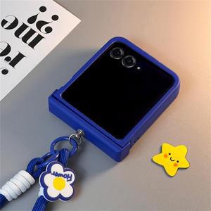 귀여운 클라인 블루 휴대용 꽃 로프 케이스 삼성 갤럭시 Z플립7 6 플립5 플립6 Z 플립4 3 플립7FE 레이저60