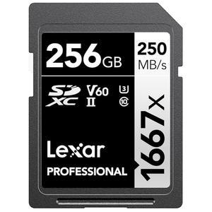256GB 프로페셔널 1667x SD 카드, UHS-II, C10, U3, V60, 풀 HD, 4K, 최대 250MB/s 읽기 SDXC 메모리 사진작가, 비디오그래퍼, (LSD256CBNA1667)용