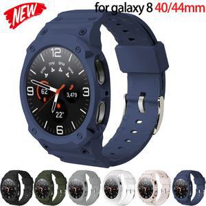 삼성 갤럭시 워치 8 40 44mm용 TPU 케이스+밴드 2 in1 스포츠 프로텍터 팔찌 44 커버 스크린 40mm용 범퍼 스트랩
