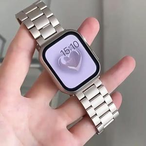 애플워치용 스테인리스 스틸 스트랩 45mm 44mm 울트라 2 49mm 42mm-40mm-41mm-46mm 3 7 8 SE 9 메탈 시리즈 10 6 5 워치밴드