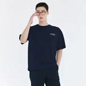 공용 워딩 그래픽 반팔 티셔츠-CBZU5802C04