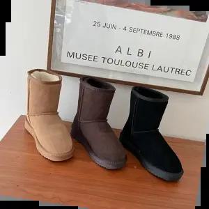 여자부츠 여성 소가죽 스웨이드 겨울 퍼 부츠 숏 털