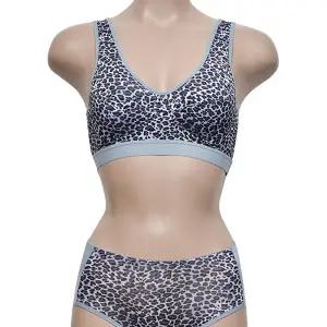 미코디 고급스러운 인견 원단 여성 레오파드 스포츠 브라 팬티 세트