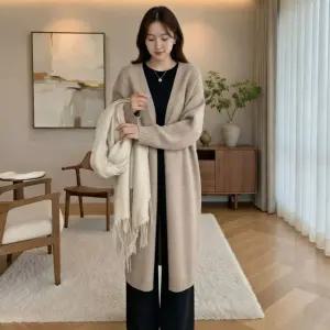 여성 4컬러 봄가을 롱가디건 루즈핏 봄니트 꾸안꾸 데일리코디 여친룩 블랙 그레이 베이지 핑크