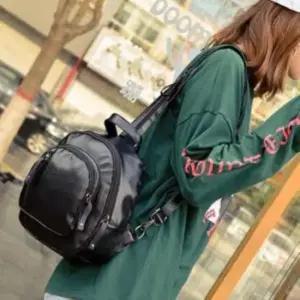 백팩 레더 매는 가방 LD036 세로지퍼 뒤로 프론트포켓 여성백팩 여자백팩 블랙백팩