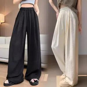 여름 고무줄 하이웨스트 슬랙스 쿨바지 와이드팬츠 찰랑 밴딩 통바지