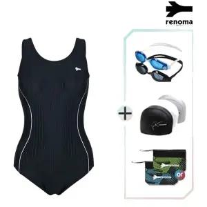[롯데백화점]레노마 여성 라인U-BACK 미들컷 원피스 수영복LS2F801SET_BK