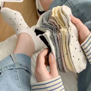 도트 발목 양말 데일리 땡땡이 페이크삭스 여성 발목 양말 도트무늬 페이크 덧신 6개 세트