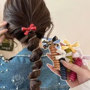 여성 귀여운 포니테일 묶음머리 미니 리본 헤어링 ONI6+2acZ
