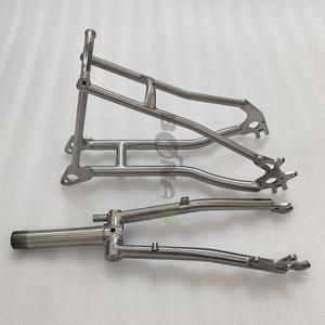 티타늄 접이식 자전거 프론트 포크 및 리어 트라이앵글 디스크 브레이크 3 중 프레임셋 20 인치 451 휠