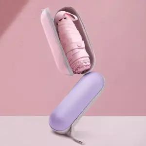 포켓 사이즈 우산 초경량 휴대용 가벼운 5단 접이 우산 방수 겸용 콤팩트 접이식 여행용 캡슐형 초미니