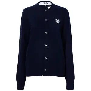 꼼데가르송 25FW 네이비 하트 로고 울 카디건 AX-N061-051-2