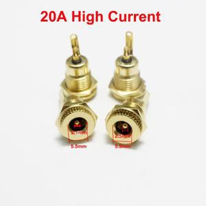 금도금 30V 20A 고전류 DC 커넥터 5.5x2.1mm 5.5x2.5 전원 암 잭 소켓 너트 패널 마운트 어댑터