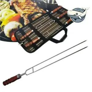 원목 손잡이 바베큐 쌍열꼬챙이 캠핑용 바비큐