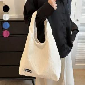 심플 코듀로이 스타일 여성 외출 패션 토트백 숄더백