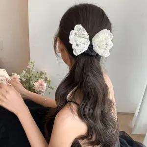 귀여운 레이스끈 나비리본 청순한 쫀쫀한 머리끈 Toe1+9VmA