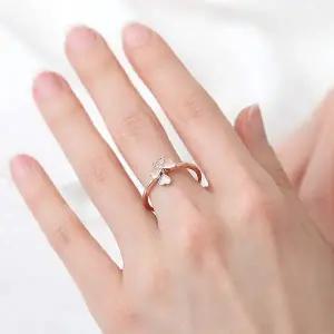 14KGP 264IXJ62 클로버 행운 로즈골드 레이어드 큐빅 패션 반지