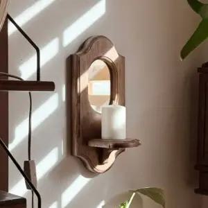 클라우드살몬 빈티지 무드의 나무 소품 벽거울촛대