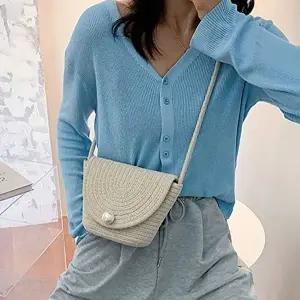 슬링백가방 밀짚 진주 미니 크로스백 여름 포인트룩 핸드폰가방