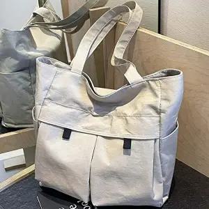 체인숄더백 전면 투포켓 여성 옥스포드 숄더백 대학생 편한가방