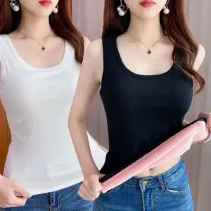 따뜻한 기모 이너 무지 디자인 여자 민소매 나시