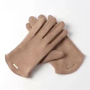 로지 브라운 스웨이드 핑거홀 남성용 스마트폰 장갑