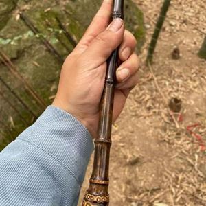 수제 천연 자주색 대나무 낚싯대 엔틱 방식 직선 탄화 야생 강물 소형 장인정신