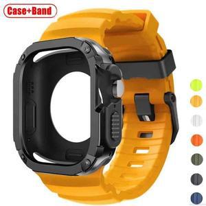 애플 워치 울트라 3 2 1 49mm용 실리콘 스트랩+TPU PC 케이스 iWatch 시리즈 밴드 9 8 7 6 5 4