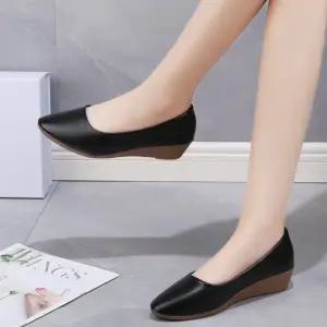 여성 경량 데일리 웨지힐 스틸레토 로우굽 구두 단화 oIH1+7Znw