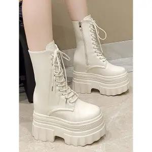흰색워커 부츠 15CM 스탠딩화 키높이 데일리 통굽 워커 슈즈 콘서트