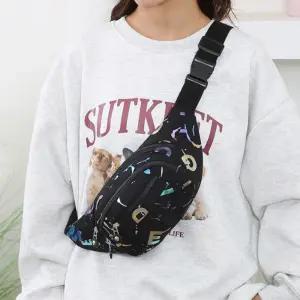 남여공용 홀로그램 영문레터링포인트 나들이가방 힙색 jqZ8+1jyf