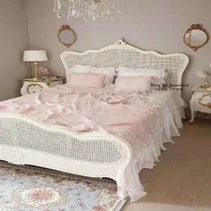 엔틱 침대 프레임 퀸사이즈 에메랄드 프렌치 원목 라탄