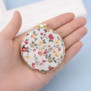 (별별창고) 미니 꽃 손거울 접이식 원형거울 여자손거울 빈티지 꽃거울