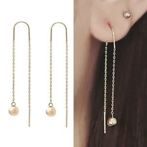 [하프클럽/]정품 14K 골드 볼 드롭 롱 귀걸이