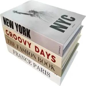 장식용 가짜 책 4개 미니멀한 현대적인 감성 북유럽풍 책장/책상/커피 테이블 디스플레이 세트 (거실