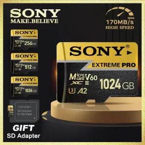 SONY 마이크로 SD 카드 V60 고속 메모리 128GB 64GB 256GB 512GB 1024GB U3 4K 클래스 10 TF PC/폰/맥용