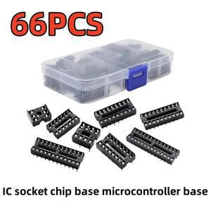 66PCS IC 소켓 칩 베이스 마이크로 컨트롤러 DIP-68141618202428 부품 상자