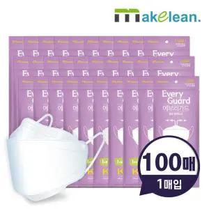 (50매+50매) 메이클린 국내산 KF94 미세먼지 방역 황사마스크 / 총 100매 개별포장 성인용