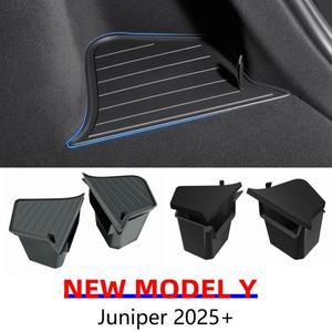 테슬라 모델 Y 주니퍼 2025 출시 트렁크 사이드 수납 박스 부트 오거나이저 플로킹 TPE 매트 방오 차량 여
